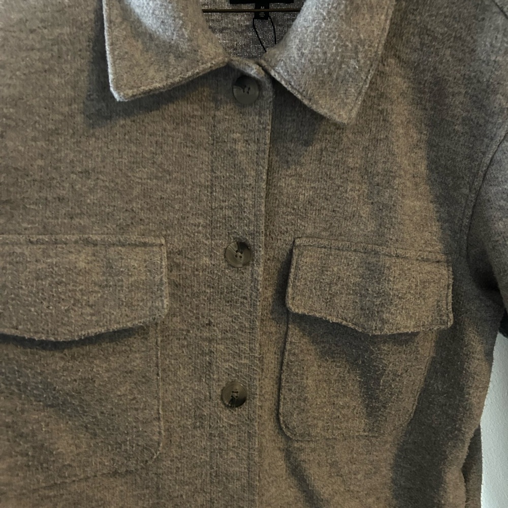 Dynamite Light Gray Button-Front Utility Shacket - Picture 5 of 7